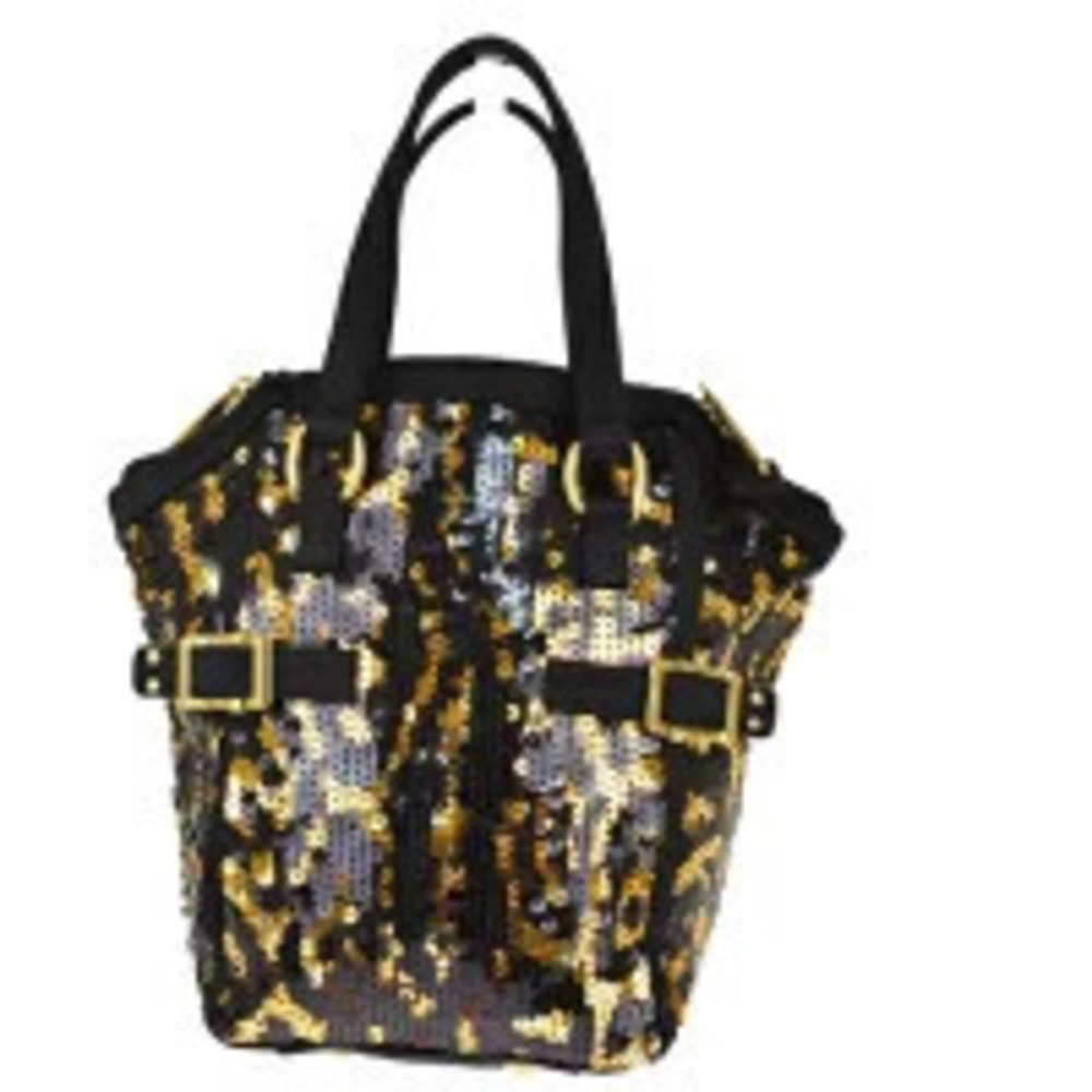 Saint Laurent Yves Rive Gauche Downtown Handbag sequined black satin